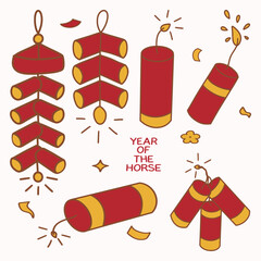 Cute doodle firecracker for Lunar New Year, 
Hand drawn doodle of firecrackers in cute cartoon style, perfect for Chinese New Year decoration and patterns