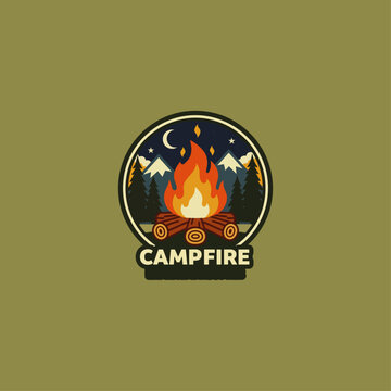 Camp Fire icon flat vector design.