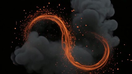 Evolving fiery trails with glowing embers and dark smoke wisps in motion