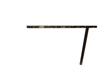 Old metal handrail with broken paint. On isolated transparent background.