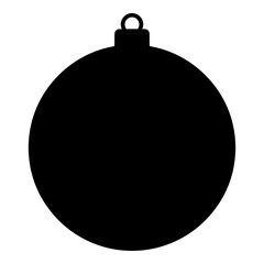 Obraz premium Simple black silhouette icon representing a classic round Christmas tree holiday ornament decoration