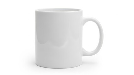 Obraz premium Plain white ceramic mug on a white background.