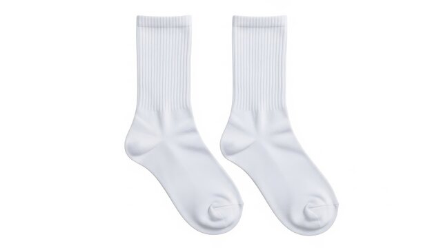 Pair of classic white cotton crew socks.