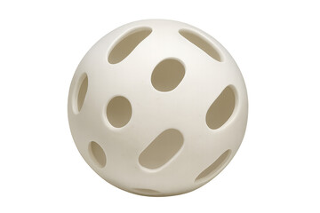 Fototapeta premium Floorball ball with holes isolated, sports equipment for training and game, white plastic object on transparent background