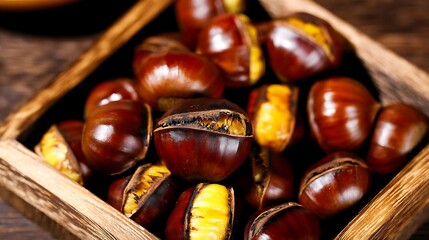 Obraz premium Roasted chestnuts close-up