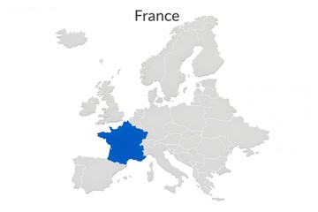 Fototapeta premium France Highlighted on Europe Map – Vector Infographic