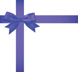Blue Gift Ribbon Bow on White Background