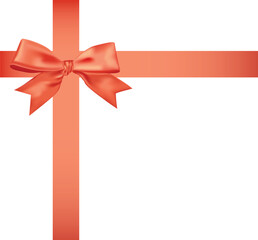 Red Gift Ribbon Bow on White Background