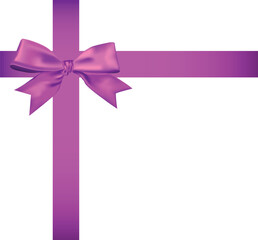 Pink Gift Ribbon Bow on White Background