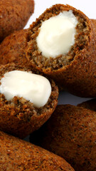 Kibbeh stuffed with cream cheese.