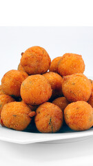 cod dumpling, salt cod fritters, bunuelos de bacalao. Brazilian snack "bolinho de bacalhau"