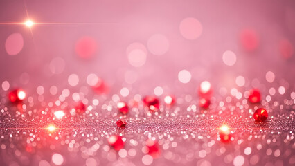 Pink glitter bokeh background with red sparkle lights romantic abstract texture