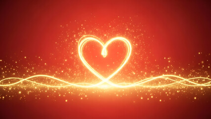 Golden Heart Light Wave Background Romantic Love Sparkle Valentine Transparent PNG