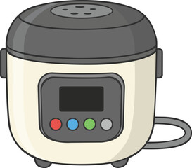 Electric rice cooker kitchen appliance for cooking rice and meals, representing home cooking, modern kitchen equipment, and convenient food preparation.