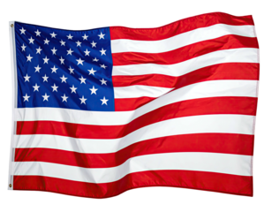 A billowing fabric rectangle featuring white stripes alternating with red, & a blue canton of stars