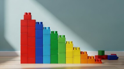 Colorful Building Blocks Arranged in a Decreasing Bar Graph Pattern