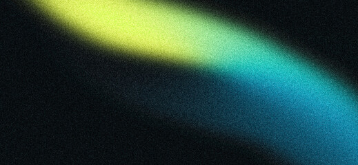 Naklejka na ściany i meble Grainy noisy background blue yellow green black abstract color gradient, vibrant noise texture trendy banner header poster cover flyer backdrop design