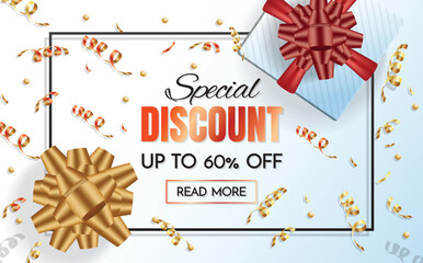 Special Discount Sale Banner with Gift Ribbon