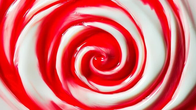 Swirl of Temptation: A close-up shot of a vibrant candy, with captivating red and white spiral pattern. The candy offers sweet visual interest and evoke feeling like joy