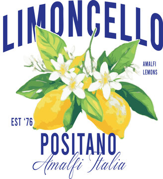 Limoncello lemons citrus ital girls girly tshirt spritz wine Trending  t-shirt design Slogan Logo Graphic Vector Tee shirt and apparel print in medditerrean  style Vector illustration  trendy pink ora