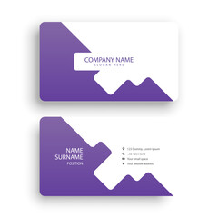 Purple and white business card design template.