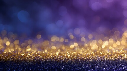 Abstract Glitter Background with Golden and Purple Hues.