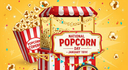 Celebrate National Popcorn Day on January 19th with a vibrant popcorn cart