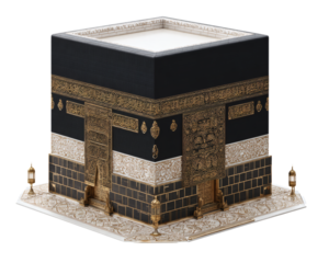 Majestic Kaaba structure showcases Islamic faith, perfect for Ramadan, Eid, and spiritual reflection moments