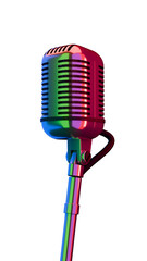 Microfono vintage su sfondo trasparente, rendering 3d