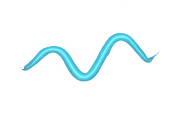 Abstract blue wavy line illustrating fluid motion and dynamics, creating a flexible and smooth shape on a transparent background