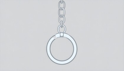 Gray backdrop. A silver chain connects to a circular ring, centered