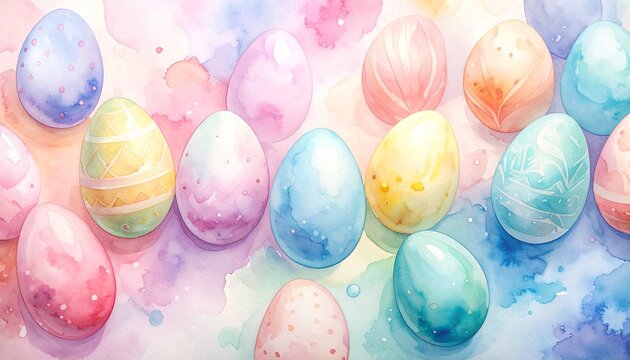 watercolor easter pastel eggs pattern background  - Powered by Adobe
