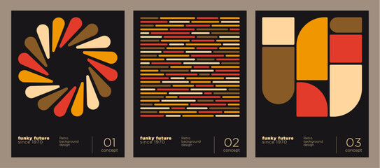 A set of an abstract retro posters in a simple geometric style. Vector illustration.
