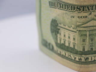 Twenty us dollars close up. American money.