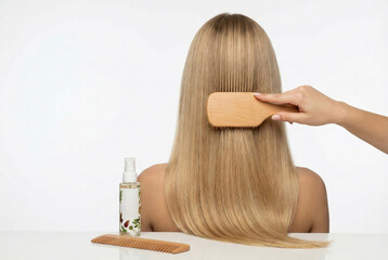 Woman Nourishing Her Hair With Natural Botanical Oil During Relaxing Hair Care Ritual