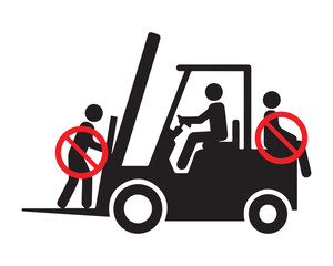 Forklift Safety Violations – Vector Illustration with Prohibited Behaviors and Operator Silhouette © Icon Stock Pro