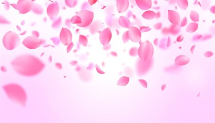 Pink petals gently float against a soft, blurred backdrop, creating a romantic, delicate atmosphere