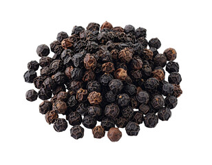 Fototapeta premium Close-up of black peppercorns, tightly packed on a black background