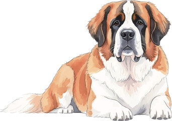 伏せをしているセントバーナード