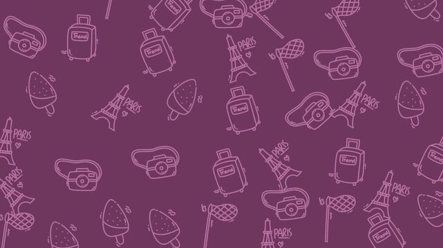 Background featuring travel elements like suitcases and the eiffel tower, perfect for travelthemed designs, posters, and social media posts.