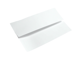A blank, white envelope against a black background. Shadow and subtle texture add dimension