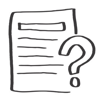 Question document hand rawn outline illustration