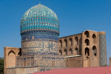 Bibi Khanym Mosque - Turquoise Tiled Dome with Geometric Islamic Patterns