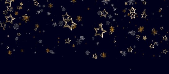 Abstract design with golden stars and snowflakes falling against a deep blue background. Perfect for holiday th © vegefox.com