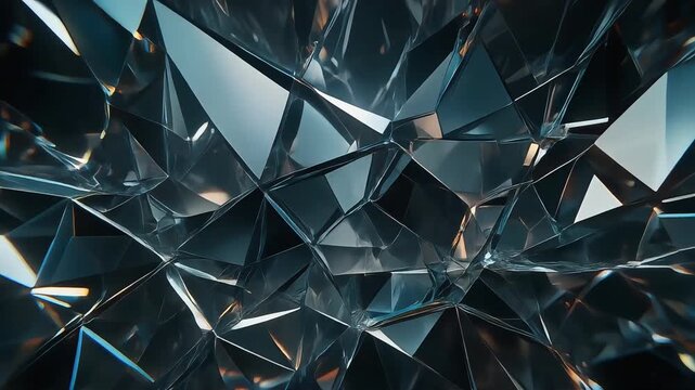 Sharp abstract glass facets forming a dynamic crystal structure, delivering a dark and sophisticated tone for technology, finance, innovation, and premium visual identities.