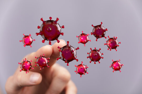 Artistic rendering of a coronavirus, digital manipulation concept illustrating health concerns and global pand