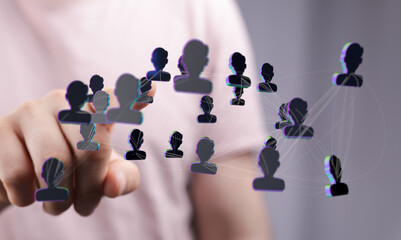 Abstract design of connections between people. The concept of communication, global network, teamwork, social media, and digital collaboration.