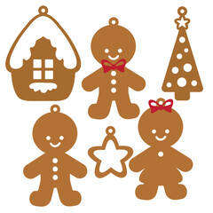 Gingerbread man collection  Christmas ornament vector cartoon illustration