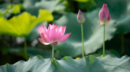 Fototapeta premium lotus blooming in summer