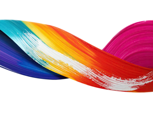 Vibrant abstract artwork depicting a flowing ribbon of color gradients against a black backdrop